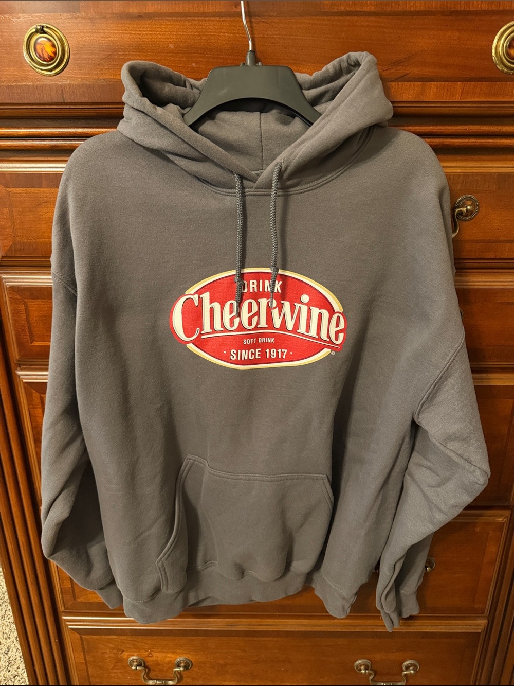 Unisex Gray Hooded Sweatshirt - Cheerwine Logo Pullover